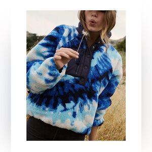 FP Movement Rocky Ridge Pullover Ocean Tie Dye Combo Jacket L Blue Free People
